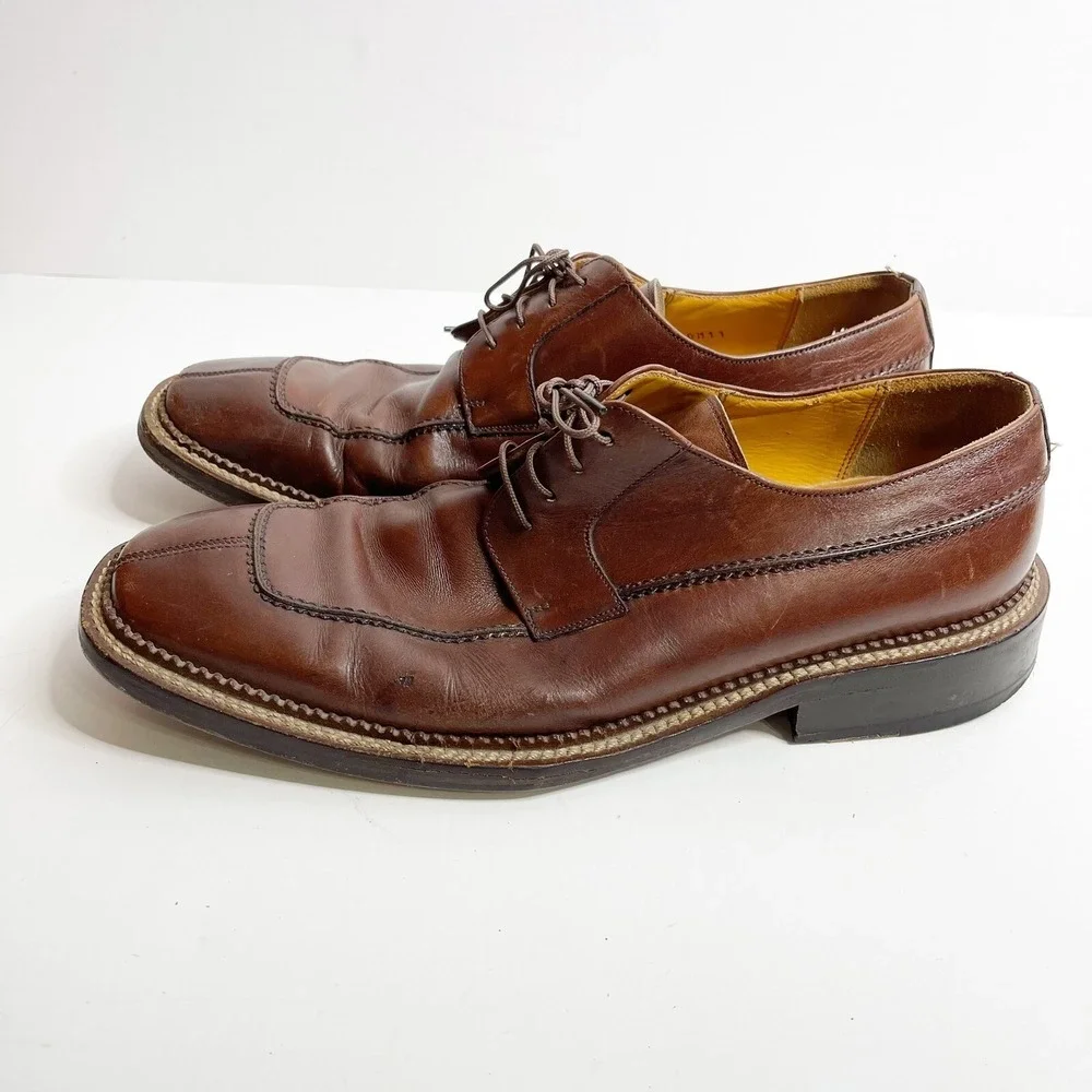 Mezlan Banderas Dress Shoes 10.5M Brown Split Toe Leather Derby Oxfords Spain